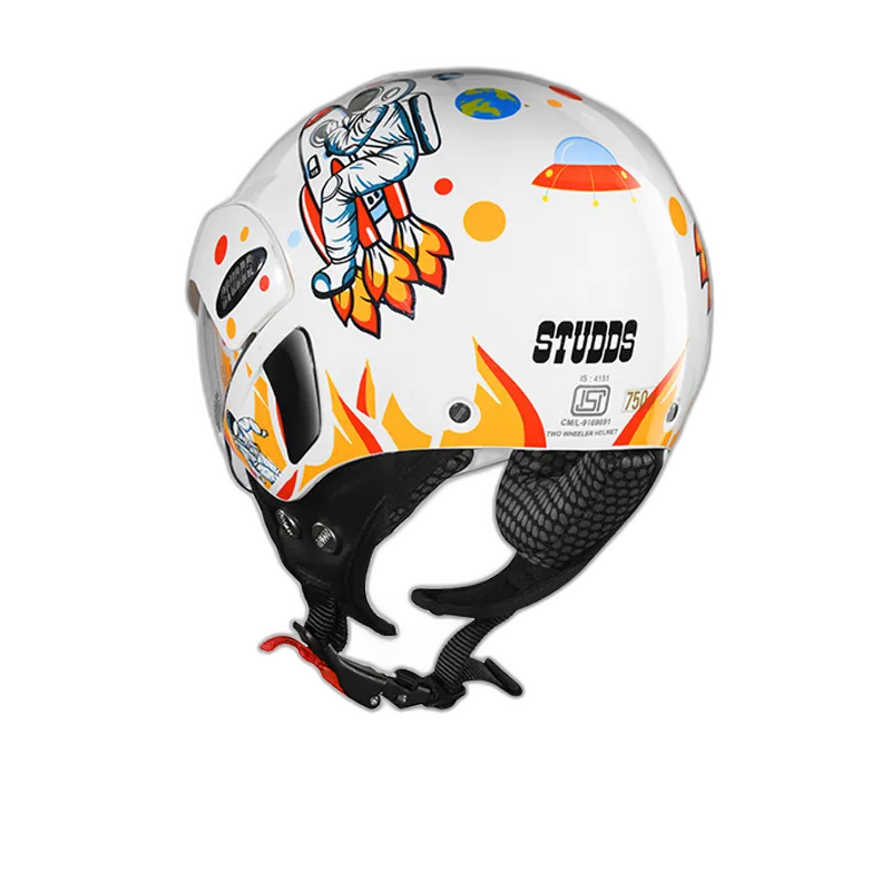 STUDDS Marshall Kids D2 White N Half Face Helmet