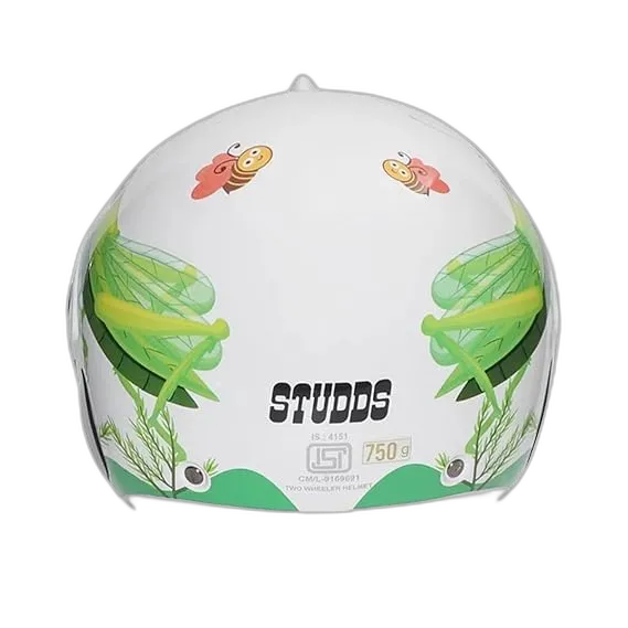 STUDDS Marshall Kids D3 White Half Face Helmet