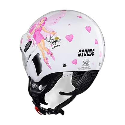 STUDDS Marshall Kids Wh Pink D Half Face Helmet