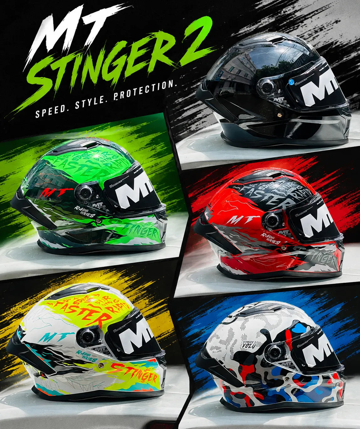 Mt Helmets Stinger Yozu A7 Gloss Full Face Helmet