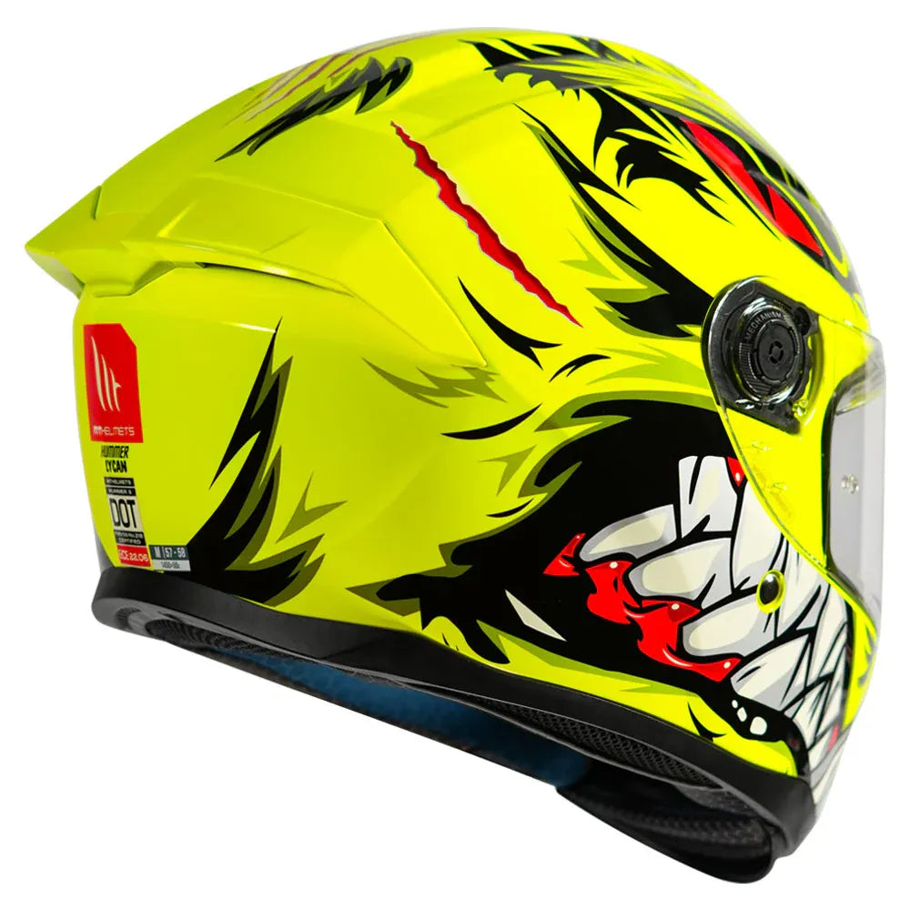 MT Helmets Mt Hummer B Lycan C3 Flour Yellow Full Face Helmet