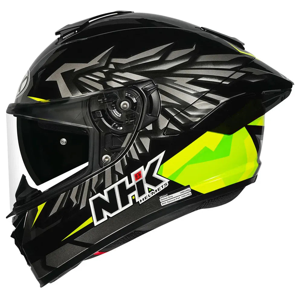 Nhk K5r Wingstar Black Yellow Glossy Fullface Helmet