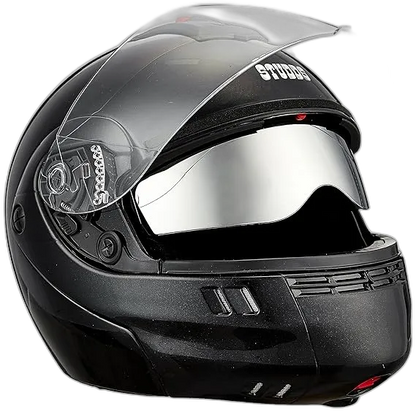 STUDDS Ninja 3G Double Visor Black Fu Flip Up Helmet