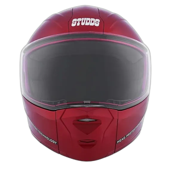 STUDDS Ninja Elite Super Cherry Red Fu Flip Up Helmet