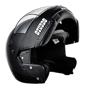 STUDDS Ninja Pastel Plain Black Fu Flip Up Helmet