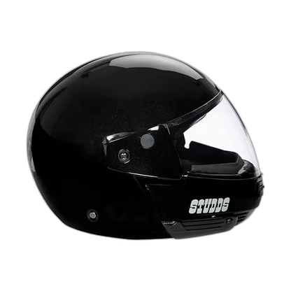 STUDDS Ninja Pastel Plain Black Fu Flip Up Helmet