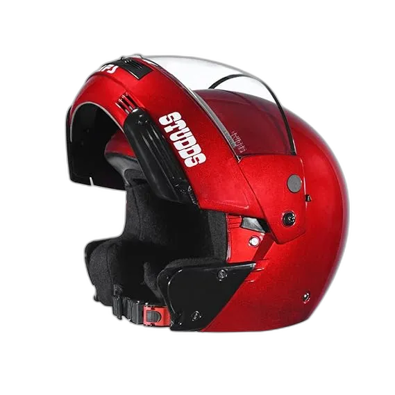 STUDDS Ninja Pastel Plain Cherry Red Fu Flip Up Helmet