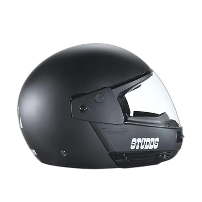 STUDDS Ninja Pastel Plain Matt Black Fu Flip Up Helmet