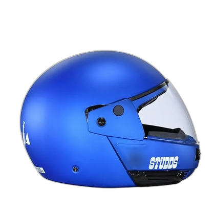 STUDDS Ninja Pastel Plain Matt Blue Fu Flip Up Helmet