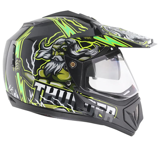 VEGA Thunder Black Green Off Road Helmet