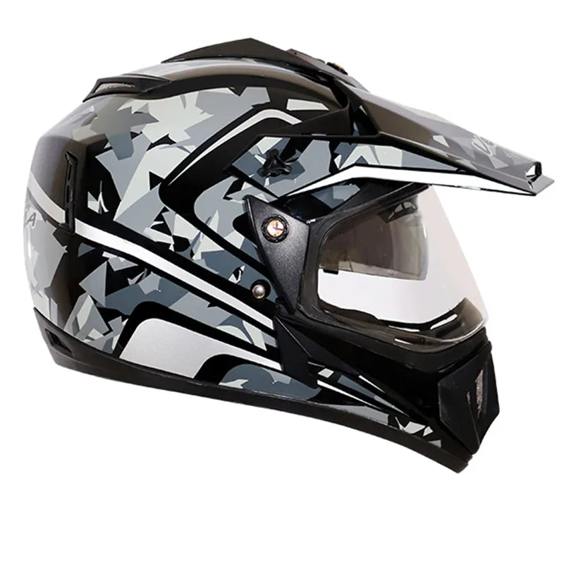 VEGA Camo Dull Black Silver Off Road Helmet