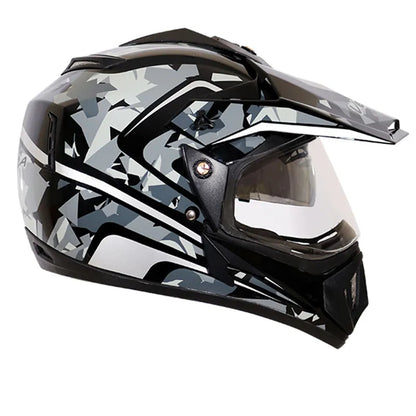 VEGA Camo Dull Black Silver Off Road Helmet