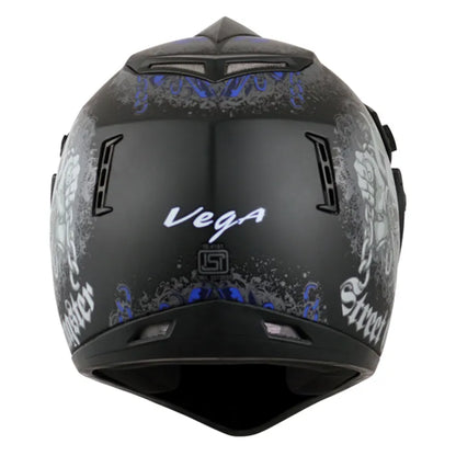 VEGA Gangster Dull Black Blue Off Road Helmet