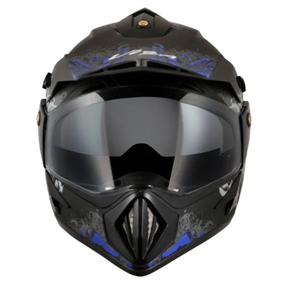 VEGA Gangster Dull Black Blue Off Road Helmet