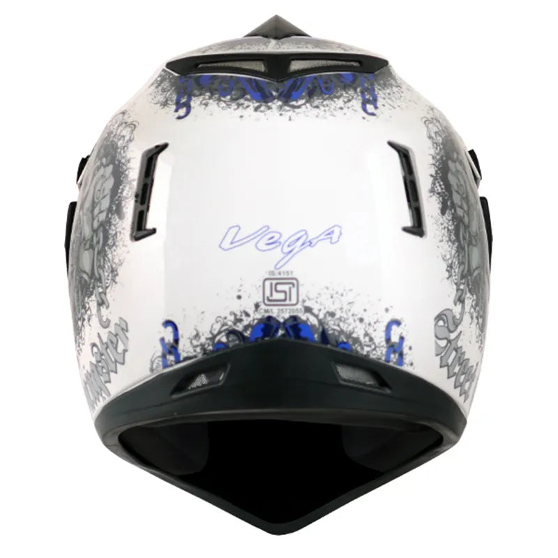 VEGA Gangster White Blue Off Road Helmet