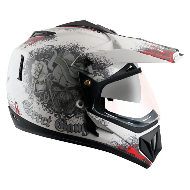 VEGA Gangster White Red Off Road Helmet