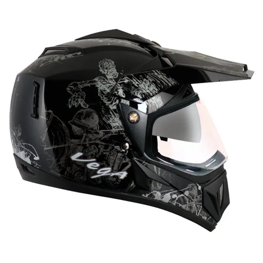 VEGA Sketch Black Silver Off Road Helmet