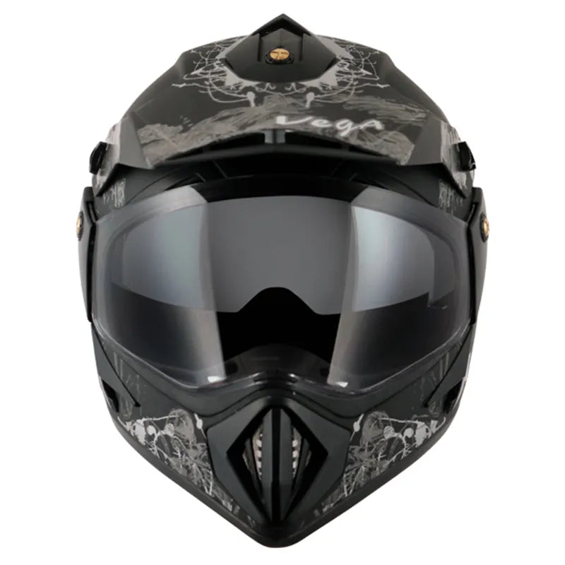 VEGA Sketch Dull Black Silver Off Road Helmet