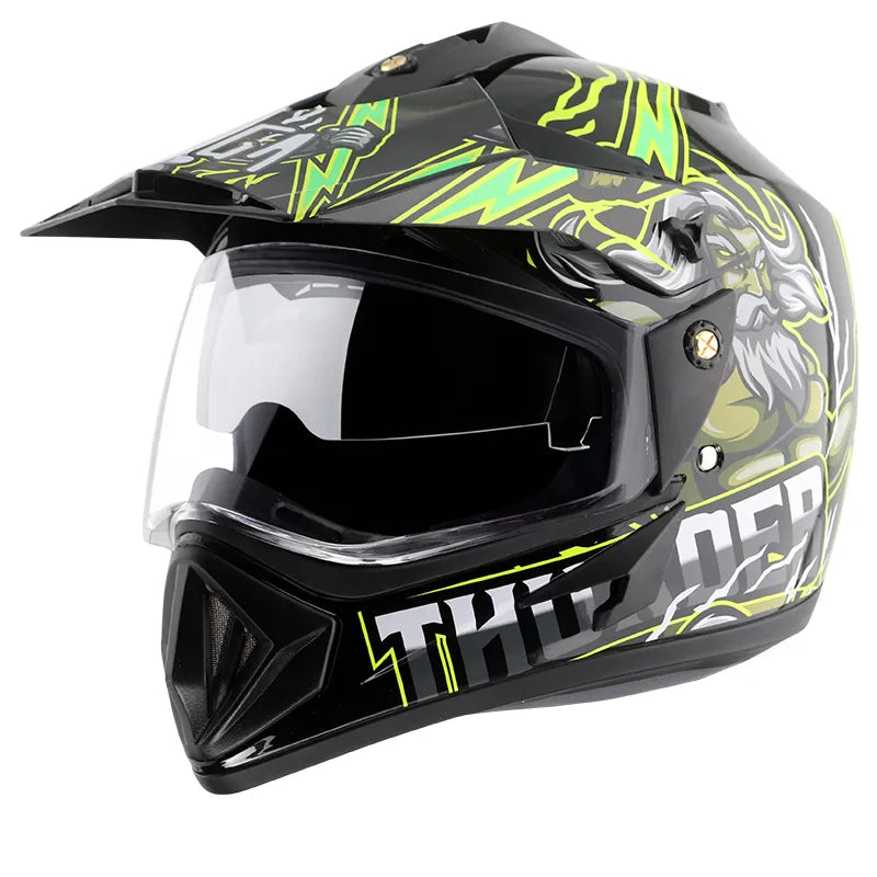 VEGA Thunder Black Green Off Road Helmet