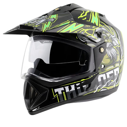 VEGA Thunder Black Green Off Road Helmet