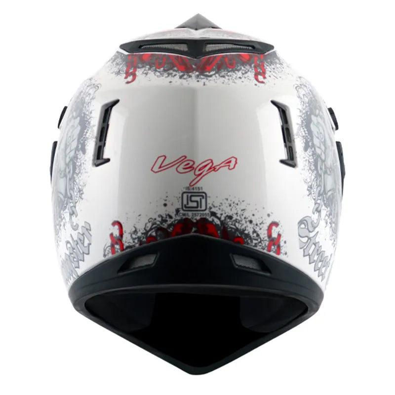 VEGA Gangster White Red Off Road Helmet