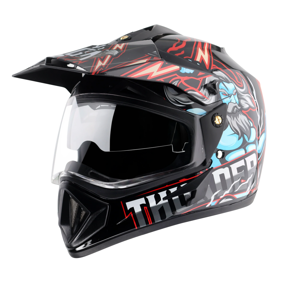 Off Road Dv Thunder Dull Black Red Helmet