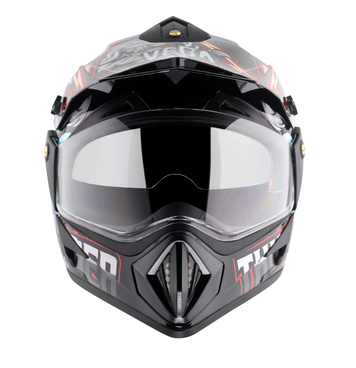 Off Road Dv Thunder Dull Black Red Helmet