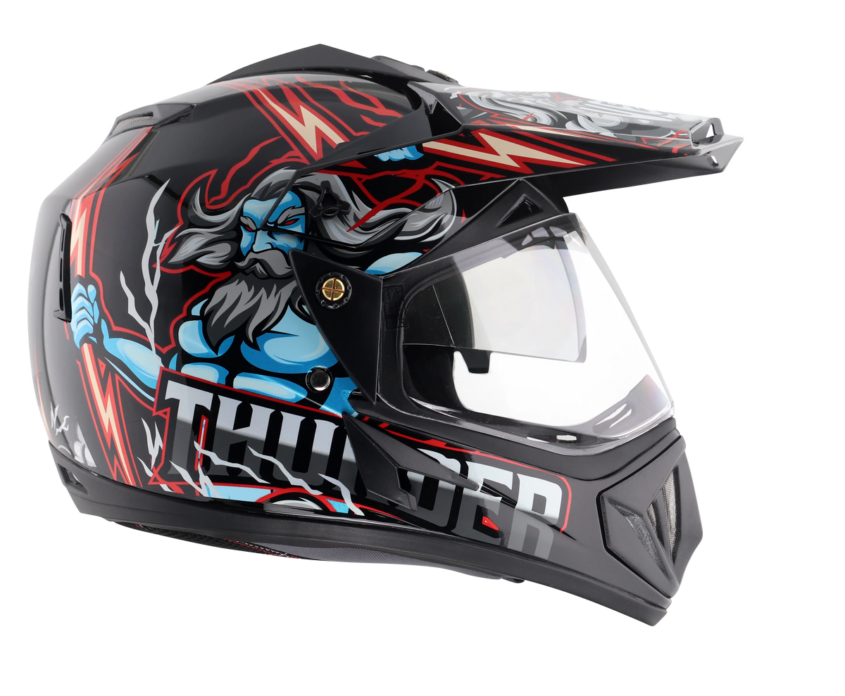 Off Road Dv Thunder Dull Black Red Helmet