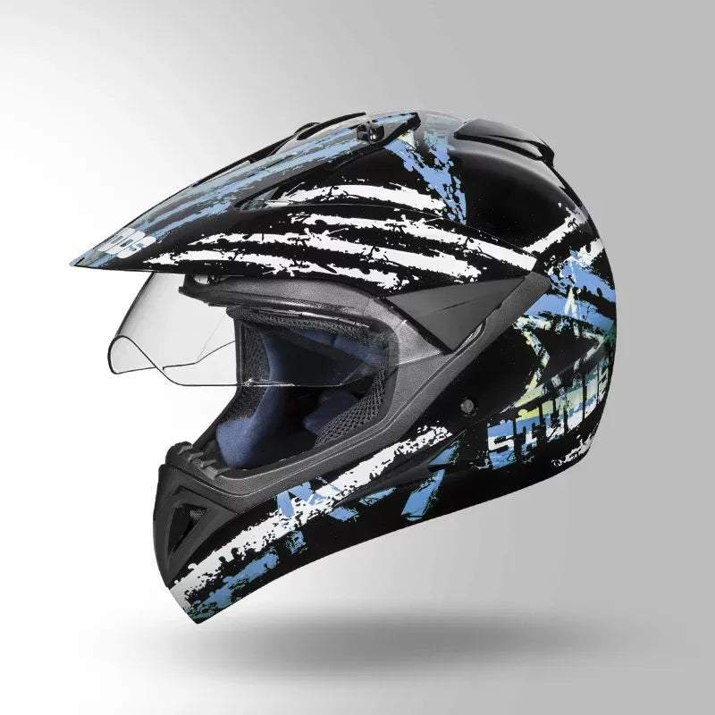 VEGA Motocross Blue Black Off Road Helmet
