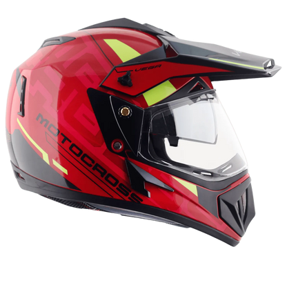 VEGA Motocross Red Black Off Road Helmet