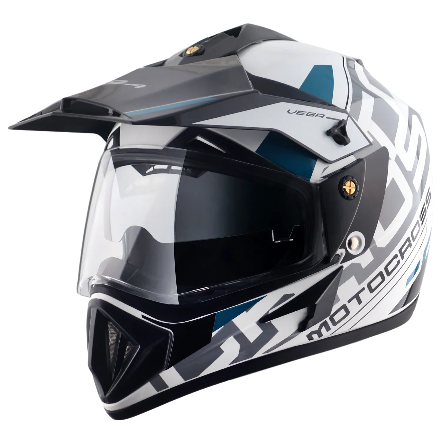 VEGA Motocross White Black Off Road Helmet