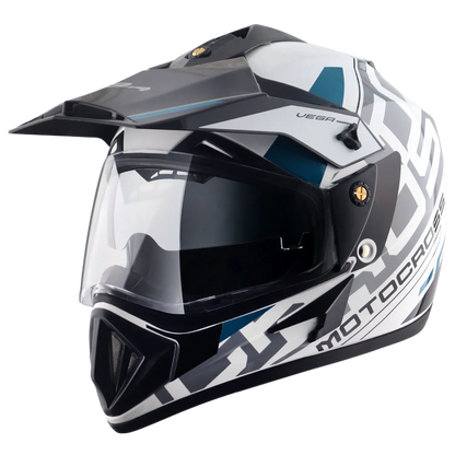 VEGA Motocross White Black Off Road Helmet