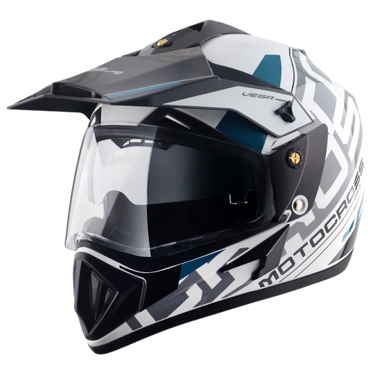VEGA Motocross White Black Off Road Helmet
