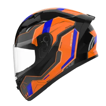 RIDEX Polaris Racer Pumpkin Glossy Black Orange Full Face Helmet