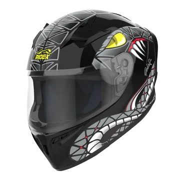 RIDEX Polaris Serpent Glossy Black Grey Full Face Helmet