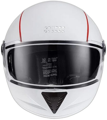 STUDDS Professional White With Red Strip Full Face Helmet