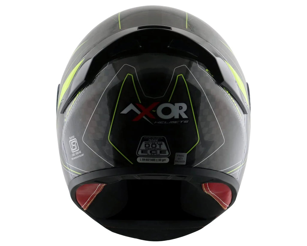 AXOR Rage Carbon Warfare Big Checks Neon Yellow Full Face Helmet