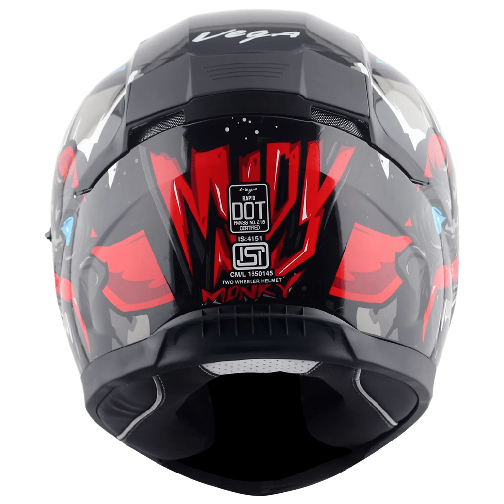 VEGA Rapid Dx Mandy Monkey Black Red Full Face Helmet