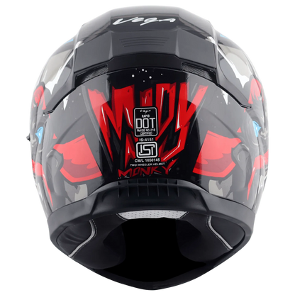 VEGA Rapid Dx Mandy Monkey Black Red Full Face Helmet