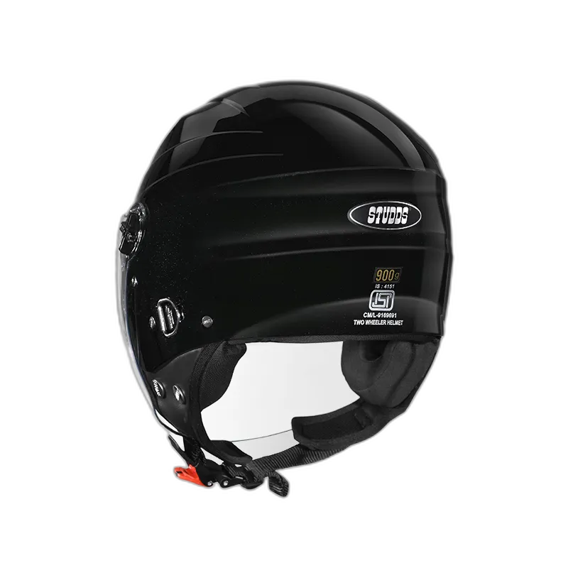 STUDDS Ray Super Black Half Face Helmet