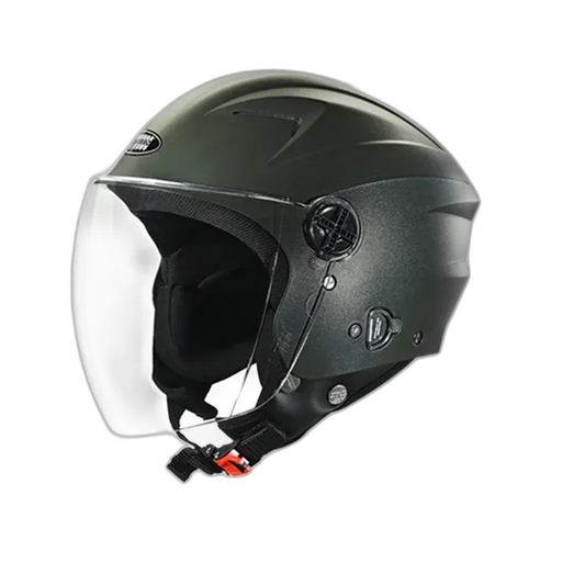 STUDDS Ray Super Military Green Half Face Helmet
