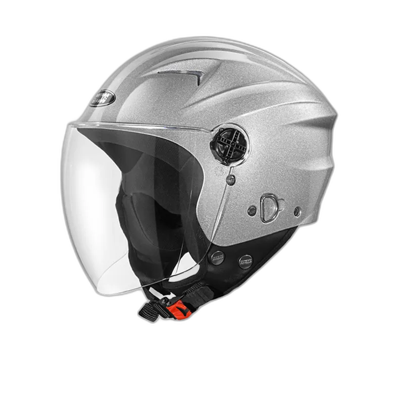 STUDDS Ray Super Silver Grey Half Face Helmet