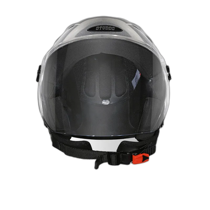 STUDDS Ray Super Silver Grey Half Face Helmet