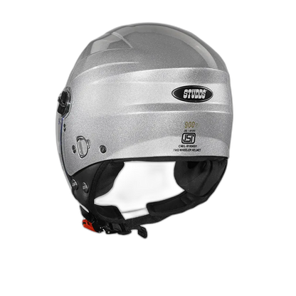 STUDDS Ray Super Silver Grey Half Face Helmet