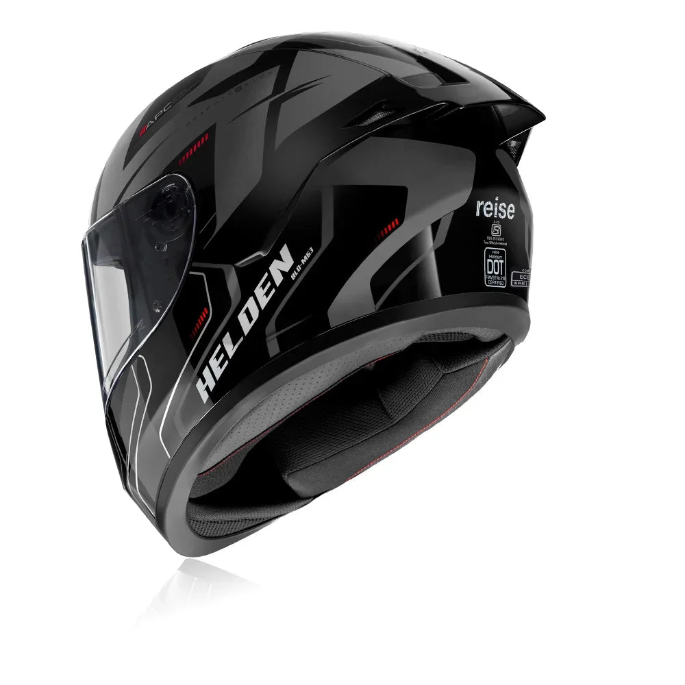 Reise Moto Helden Grey Black Speed D5 Full Face Helmet