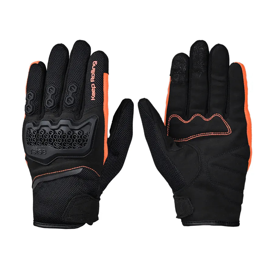 Reise Strada Black Orange Gloves Riding Gears