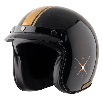 AXOR Retro Jet Euro Globe Black Half Face Helmet