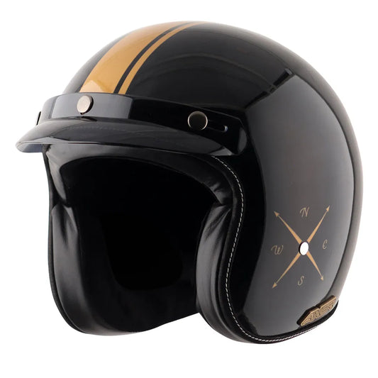 AXOR Retro Jet Euro Globe Black Half Face Helmet