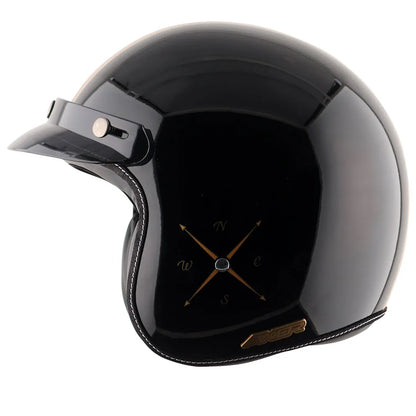 AXOR Retro Jet Euro Globe Black Half Face Helmet