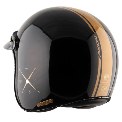 AXOR Retro Jet Euro Globe Black Half Face Helmet